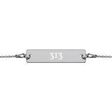 Load image into Gallery viewer, Engraved 313 Silver Bar Chain Bracelet
