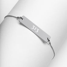 Load image into Gallery viewer, Engraved 313 Silver Bar Chain Bracelet
