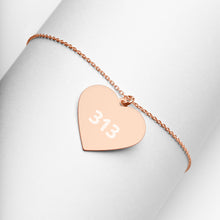 Load image into Gallery viewer, Engraved 313 Silver Heart Necklace
