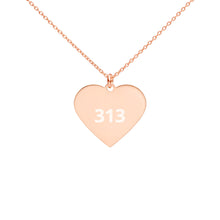 Load image into Gallery viewer, Engraved 313 Silver Heart Necklace
