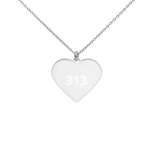 Load image into Gallery viewer, Engraved 313 Silver Heart Necklace
