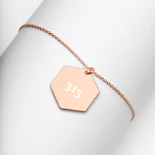 Load image into Gallery viewer, Engraved 313 Silver Hexagon Necklace
