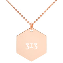 Load image into Gallery viewer, Engraved 313 Silver Hexagon Necklace
