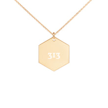 Load image into Gallery viewer, Engraved 313 Silver Hexagon Necklace
