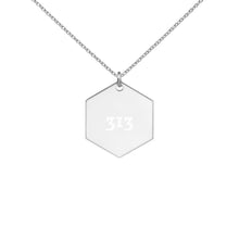 Load image into Gallery viewer, Engraved 313 Silver Hexagon Necklace
