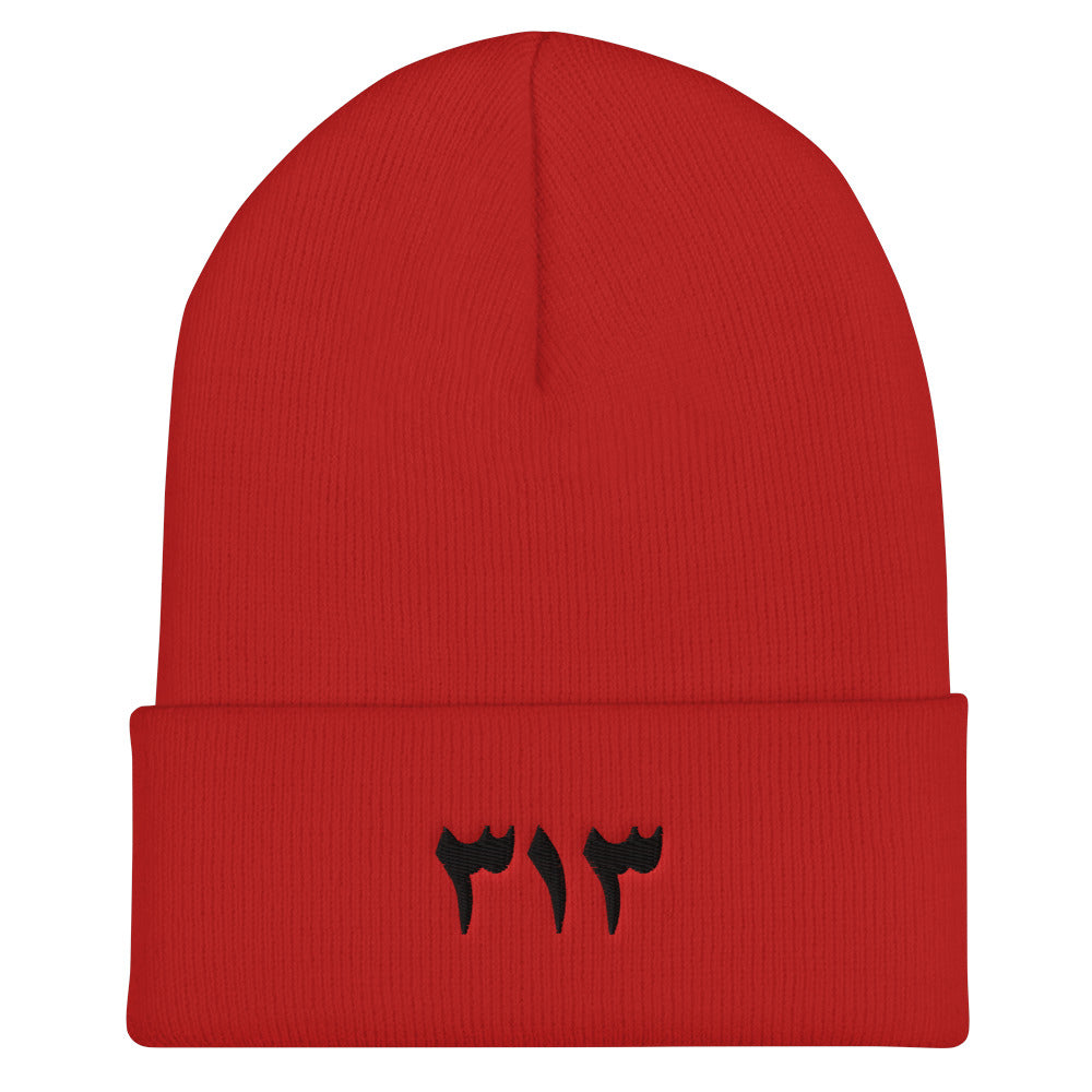 Cuffed Black Embroidered Logo 313 Beanie